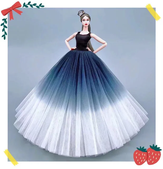 case for barbie doll clothes Princess dress trailing wedding bride marriage dress for barbie accessories toys house ornaments see chart16