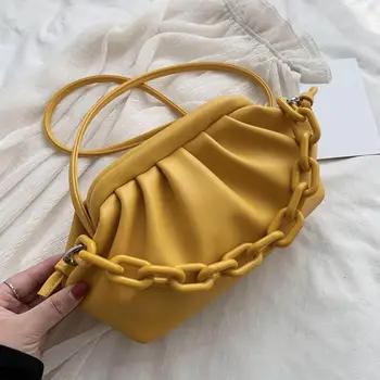 

Elegant Female Chain Tote bag 2020 New High quality Soft PU Leather Women's Designer Handbag Pleated Shoulder Messenger Bag