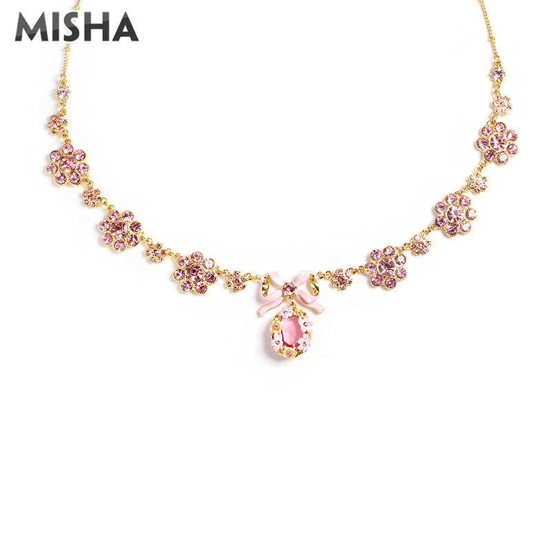 MISHA Новые Ювелирные наборы ожерелье и браслет для женщин высокое качество ручной работы глянцевое покрытие ювелирные изделия имитация драгоценных камней ожерелье Подарки