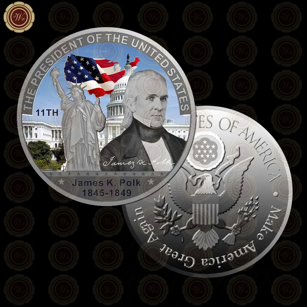 Style 11 WR Коллекционная Посеребренная американская 2th President John Adams металлическая монета/w чехол креативный вызов монета подарок на день отца 40x3 мм - Цвет: Style 11