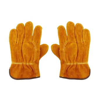 

uxcell 2 Pair Cowhide Leather Work Gloves 255x130mm Yellow for Welding Protection Wood Working Engineering Construction