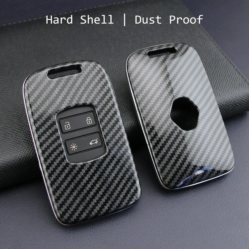 

For Renault Kadjar Megane Koleos Carbon Fiber Key Case Cover Chain Accessories