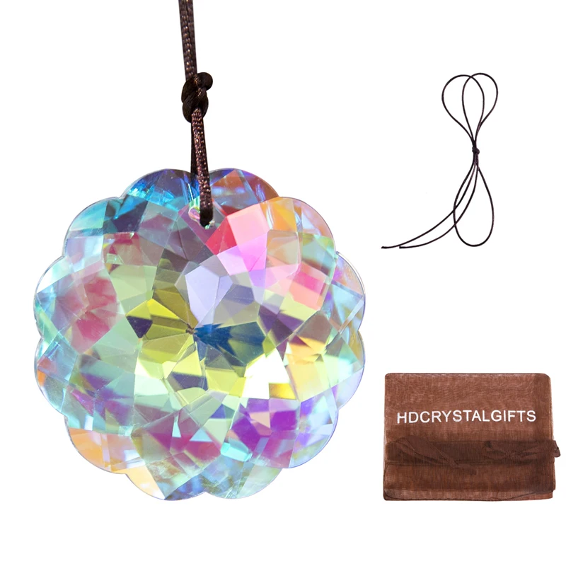 45mm Colorful Mandala Crystal Chandelier Pendant Accessories DIY Flycatcher Rainbow Maker Crystal Prism Pendant Sun Catcher Crystal Pendant Sun Catchers Window Ornament