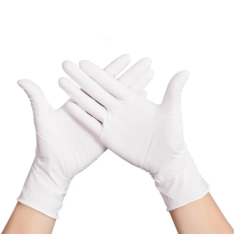 100 шт XS белые/синие одноразовые перчатки тарелка щетка для чистки пищевых продуктов защитный резиновый латексный уплотнитель-бутадиен перчатки