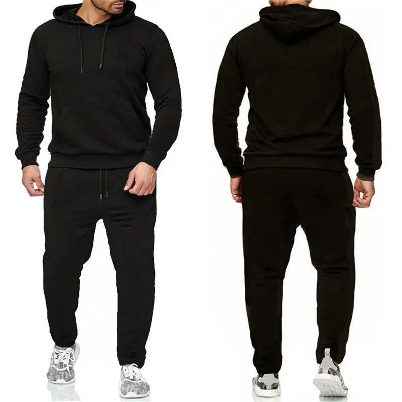 90% OFF Olevo 2Pcs Sets New Men's Hoodie Solid Hooded Sweatshirt Pullover Tracksuit Leisure Sweatpants Sports Casual Hoody Set