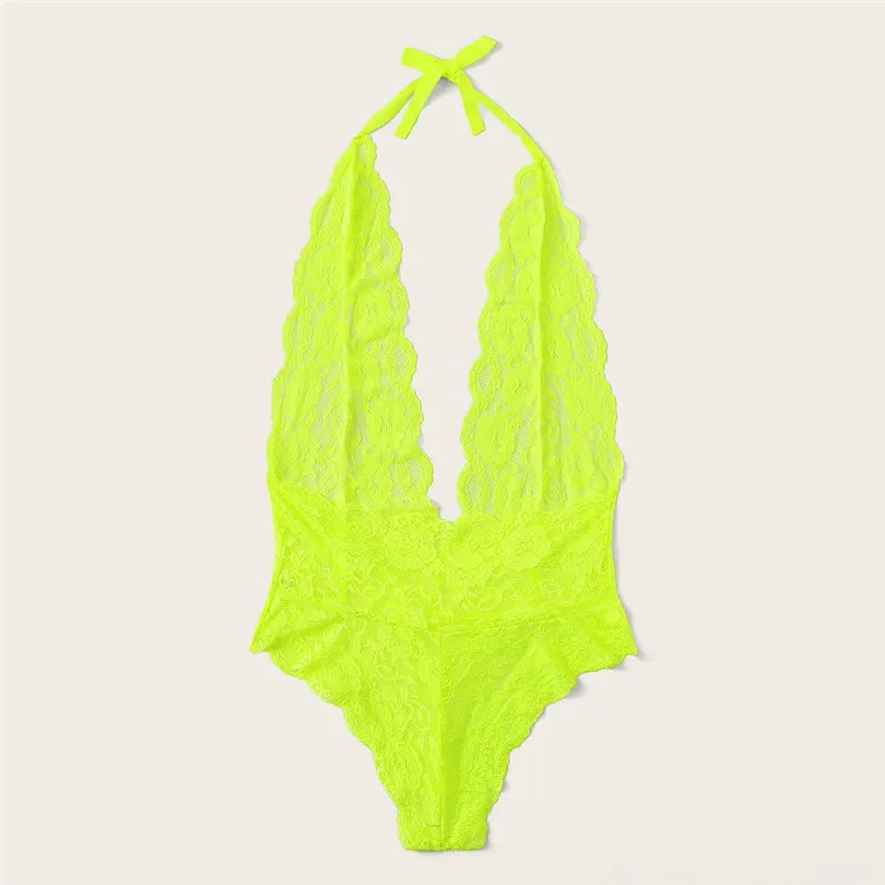 Lace Deep V-neck Jumpsuit Sexy Erotic Lingerie Romper Backless Bodysuit Sleepwear S-2XL Soutien Gorge Sexy Erotique 30OCT172