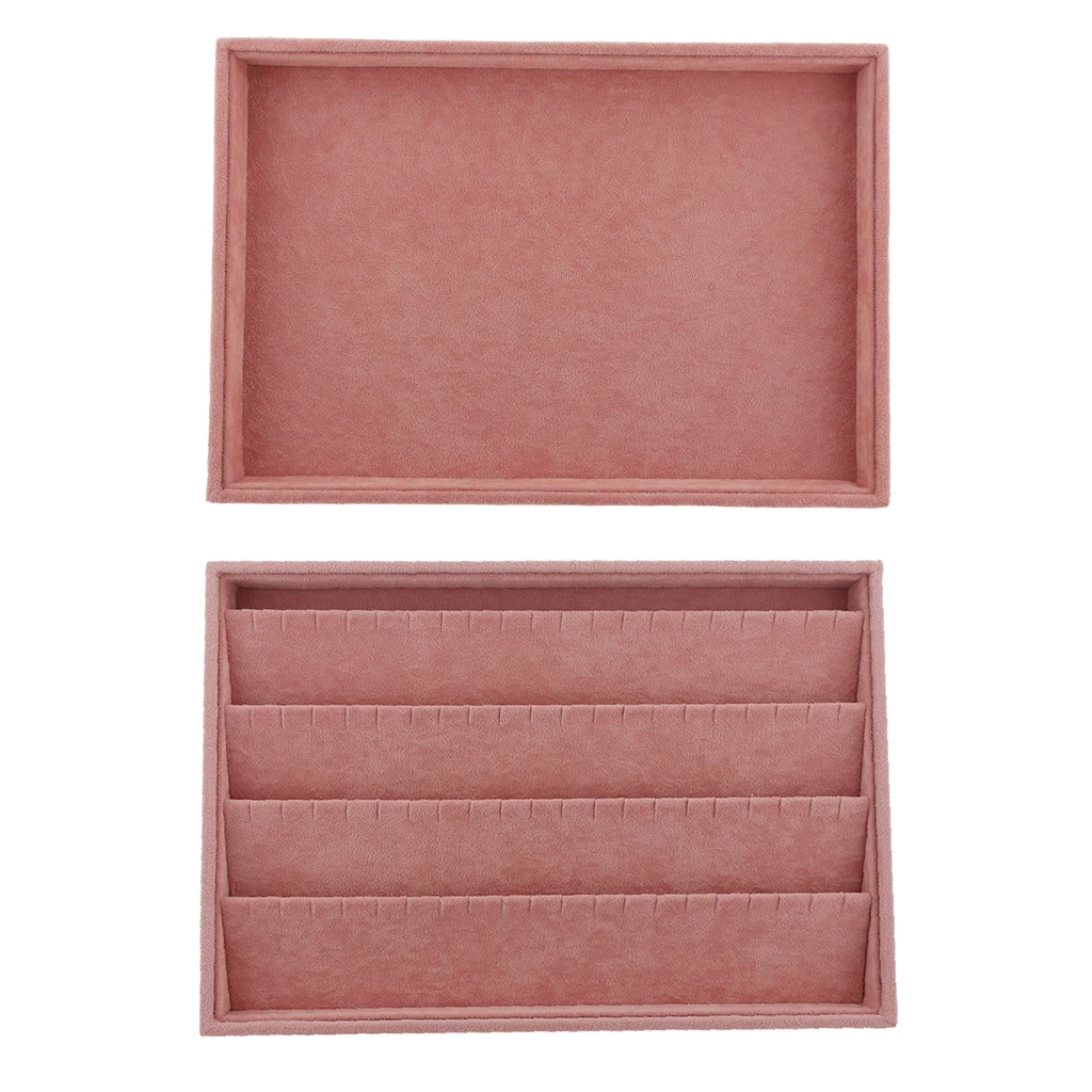 2Pcs Velvet Jewelry Cufflinks Display Tray Storage Showcase Holder Organizer