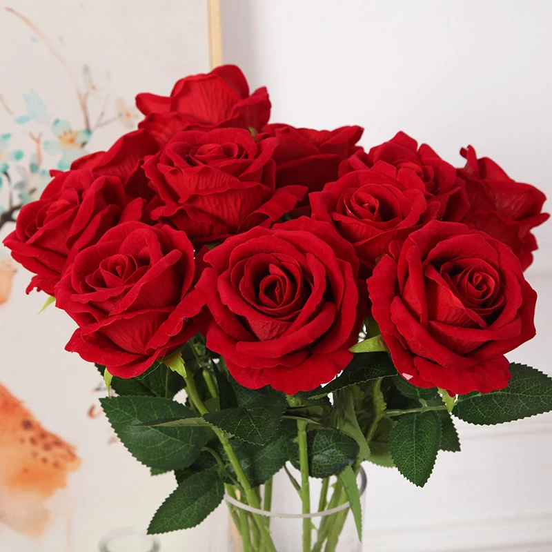 Valentine's Day Gift Artificial Fake Roses Flannelet Flower Wedding Home Decor