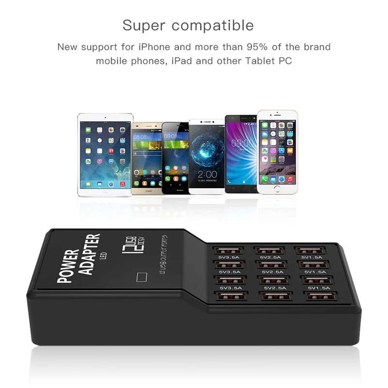 Зарядное устройство USB Multi US EU AU UK Plug 12 портов 5v Max 3.5A Быстрый USB настольный адаптер источника питания для Iphone samsung планшета ноутбука