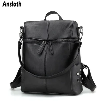 

Ansloth Quality PU Leather Bags Pack Women Rivet Backpacks Teenger Girls Fashion Design School Bags Ladies Big Backpacks HPS803
