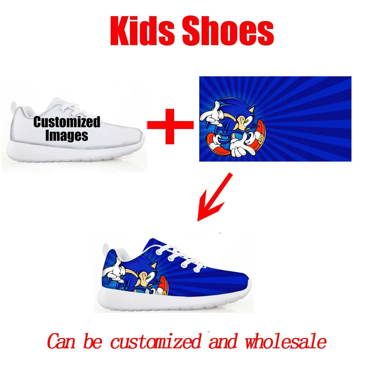 Модная детская обувь, кроссовки для детей, для мальчиков и девочек, милая, Соник, ежик, детская повседневная обувь на плоской подошве, дышащая обувь на шнуровке