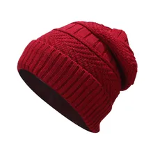 Мужские Женские зимние Пуховые головные уборы, вязаная однотонная шляпа, ворсовая шапка, повседневные наушники, женские зимние шапки, Красная шапка, женская шапка