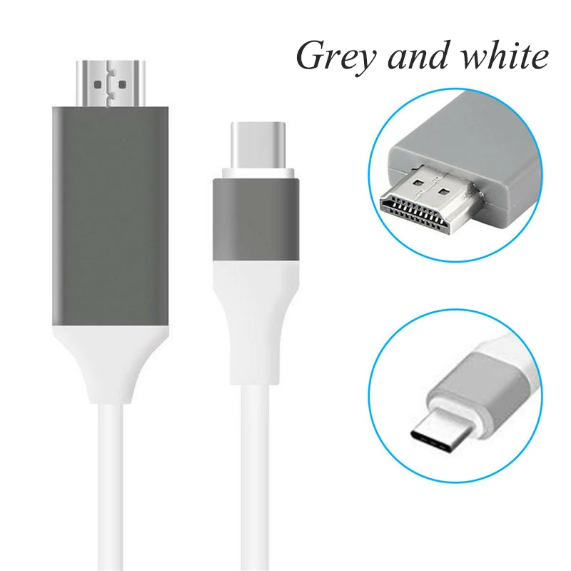 Grey and white Larryjoe 2 м USB C 3,1 к HDMI 4 к Кабель-адаптер type C к HDMI кабель для MacBook samsung Galaxy S9/S8/Note 9 huawei USB-C HDMI - Цвет: Grey and white