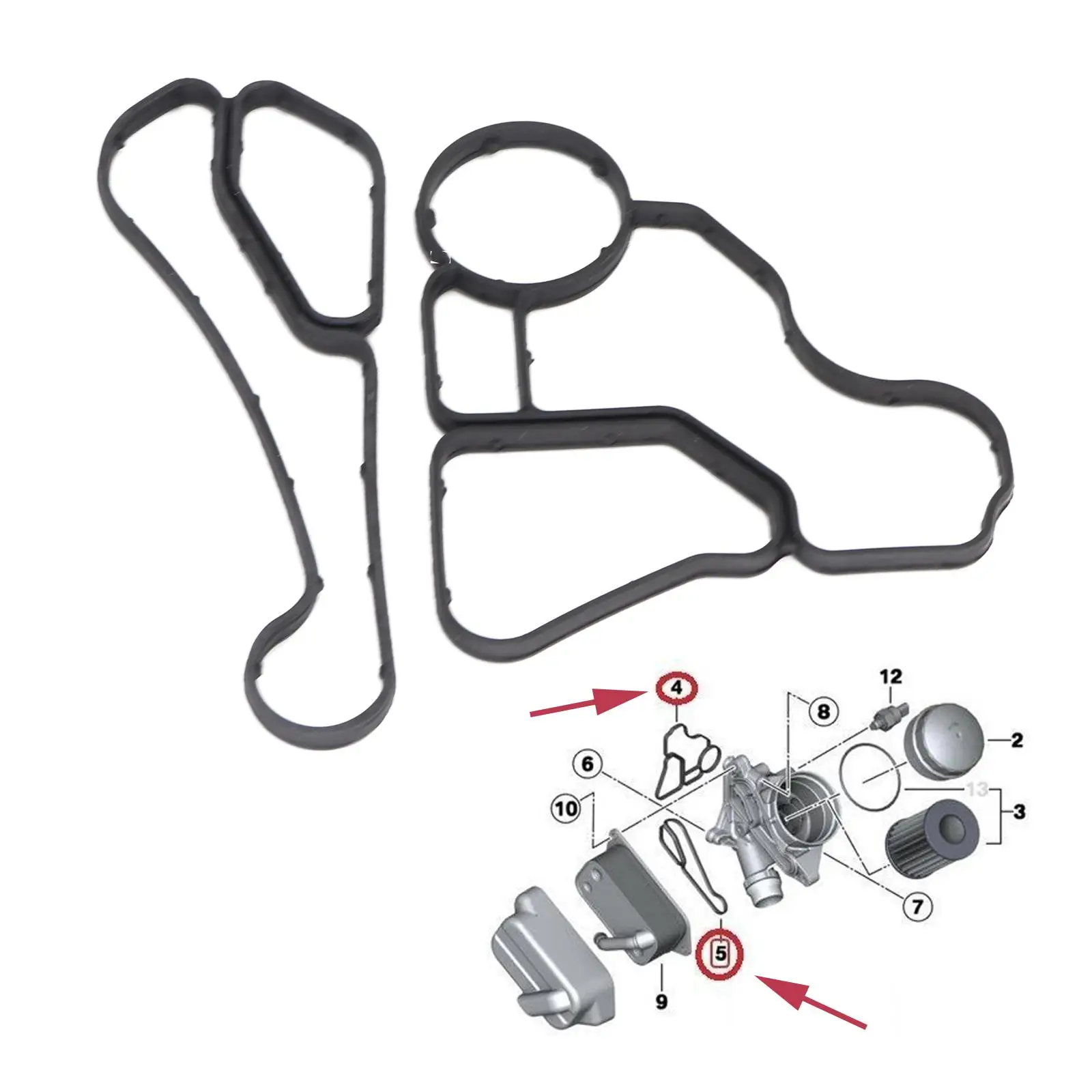 Engine Gasket Set For BMW 1 3 5 X3 X5 X6 N20 S55 N54 N55 3.0L Engine Oil Filter Housing Gasket Cooler Vehicle Parts Cover 11428637821 11428637820