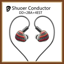 Shuoer Conductor Electrostatic DD 2BA 4EST Tribrid Flagship In Ear Hifi Monitor DJ Studio Audiophile Musician Earphones Earbuds