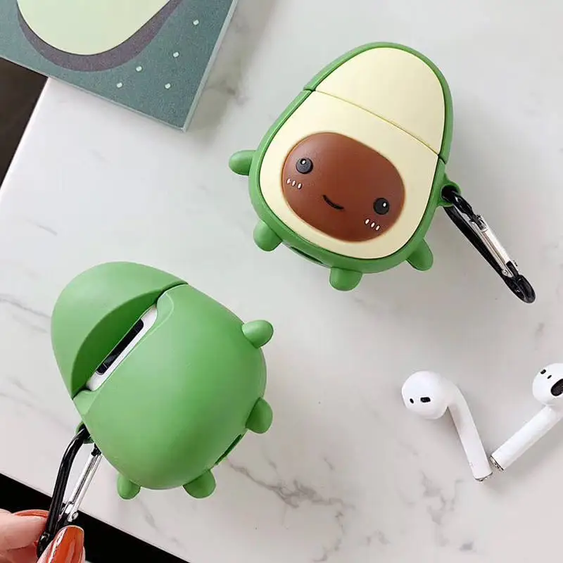 AA Для Apple AirPods чехол 3D милый фруктовый дурийский арбуз клубника груша оранжевый авокадо беспроводные наушники чехол для Airpods 2 - Цвет: AA