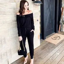 Casual Women Jumpsuits Solid Color Off Shoulder Long Sleeve Pockets Rompers Overalls Monos de Fiesta 2020 New Hot Drop Shipping Casual Women Jumpsuits Solid Color Off Shoulder Long Sleeve Pockets Rompers Overalls Monos de Fiesta 2020 New Hot Drop Shipping