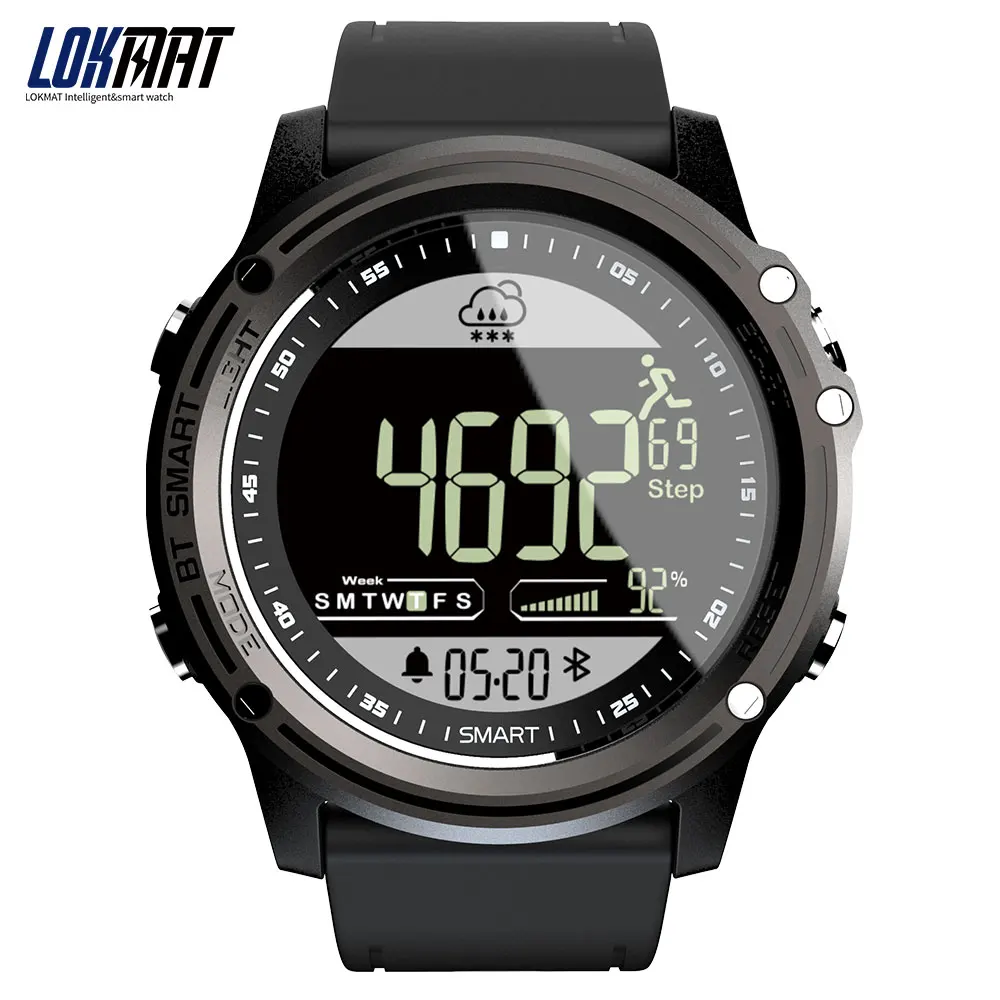 Умные часы LOKMAT MK06 с Bluetooth, установка цели, измерение расстояния, водонепроницаемый фитнес-трекер, шагомер для Android iOS - Цвет: Black