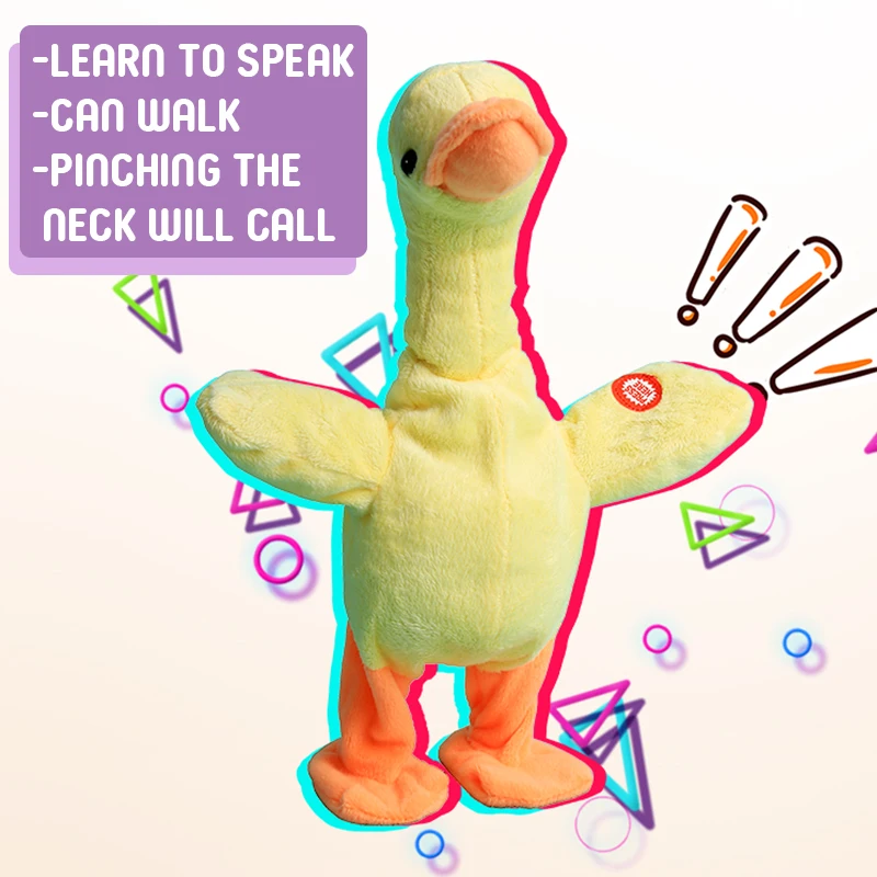 Funny neck yellow duck repeater plush toy can sing talk walk and blame for gifts for 2