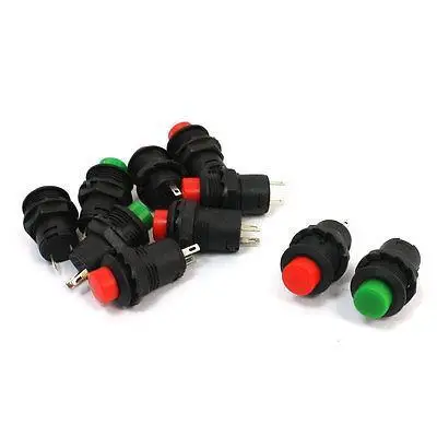 

Panel Mounted Round Head Momentary SPST 2 Pin Push Button Switch x10