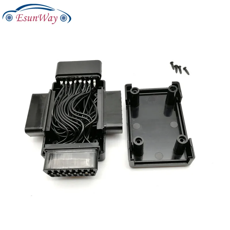ELM327 OBD2 Connector Cover with Enclosure J1962m Plug with enclosure 16pin male female connector DIY Tool two with open 5