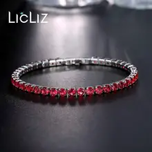 LicLiz Мода Красный Циркон Кристалл теннисные браслеты для женщин кристаллы Белое золото коробка цвет цепи браслеты ювелирные изделия LUB0097A