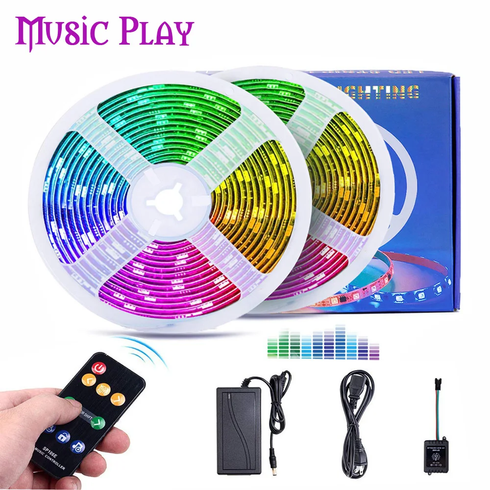 

New Music Controller 5050 LED Light Strip Set Ambilight 5050 SMD RGB Strip Light Multi Color Changing TV Background Lightgting