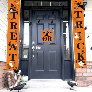 

Halloween Trick or Treat Banner 2020 Happy Halloween Decor For Door Witch Skull Bat Halloween Banner Halloween Party Supplies