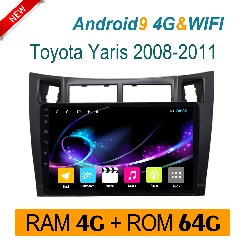 Автомобильный мультимедийный плеер для TOYOTA Yaris 2008 2009 2011 с 4 граммами DVD GPS