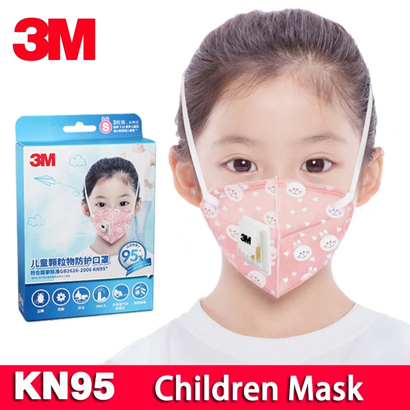 

3pcs 3M Mask KN95 Children Dustproof Respirator Anti-fog PM2.5 Anti influenza Breathable Kids Safety Breathing Masks
