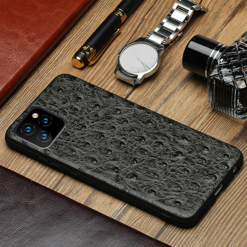 

Leather business phone case For iPhone 11 11 Pro 11 Pro max X XS XS max All inclusive Anti-fall ostrich pattern protective case