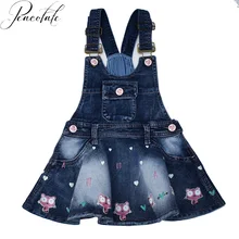 Детский комбинезон для маленьких девочек 2-6 лет, джинсовый комбинезон с юбкой на бретелях