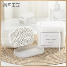 Ручная хлопковая палочка для удаления макияжа с двух сторон, хлопковая палочка, 300 шт., коробка, не деревянная палочка, заостренная круглая головка, косметическое ушко