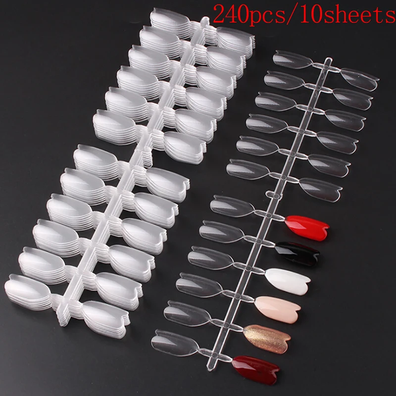

240pcs Natural Color False Nail Tips Heart Shaped Bell Finger Full Card Nail Art Display Practice Acrylic UV Gel Polish Tool