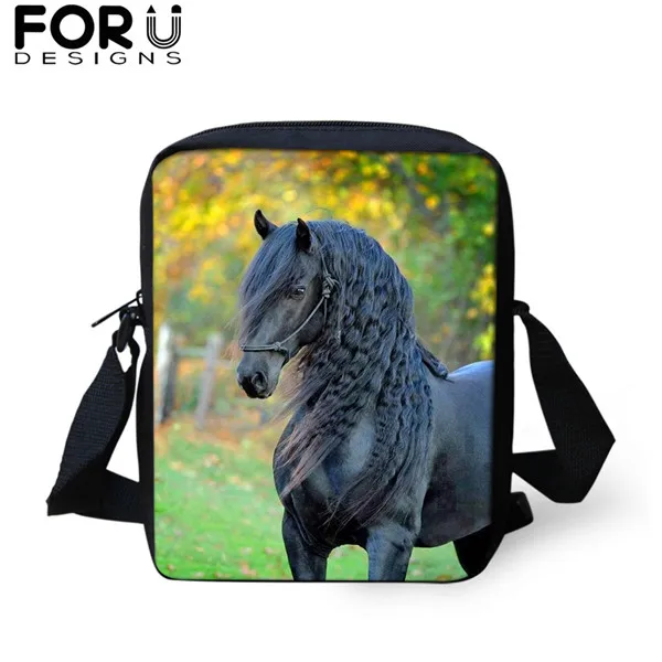 FORUDESIGNS/3 шт./компл. школьная сумка для мальчиков и для девочек-подростков; Friesian рюкзаки с рисунком лошади студент красивый вороной конь рюкзак для путешествий - Цвет: CDGX1494E