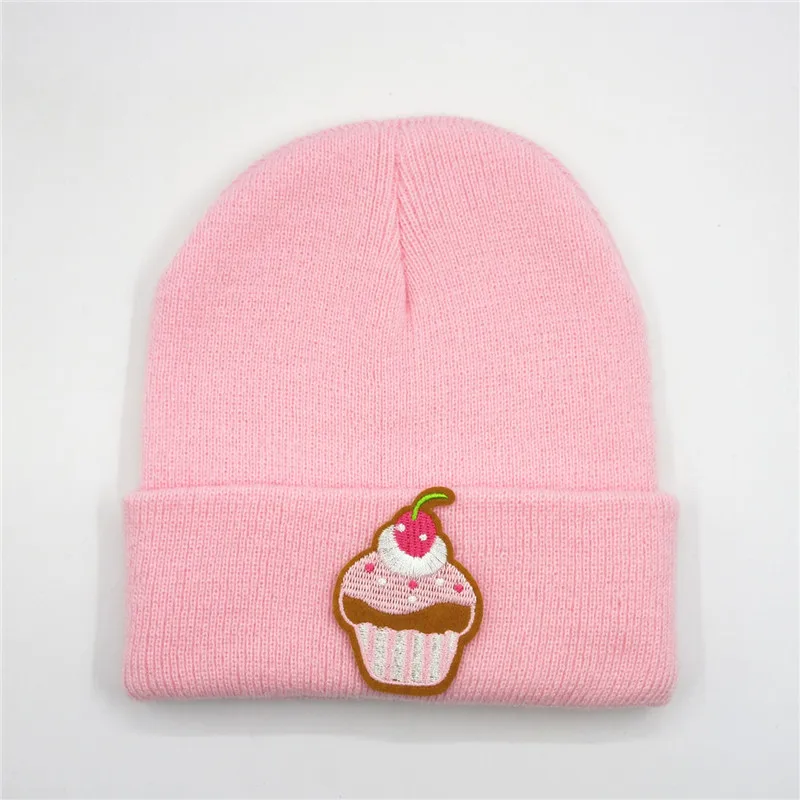 

cake embroidery Thicken knitted hat winter warm hat Skullies cap beanie hat for kid men women 272