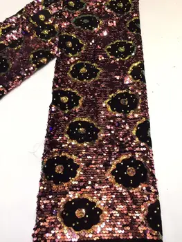

Sequence African velvet lace fabric glitter embroidered french mesh sequins lace high quality Nigerian Swiss tulle lace fabrics