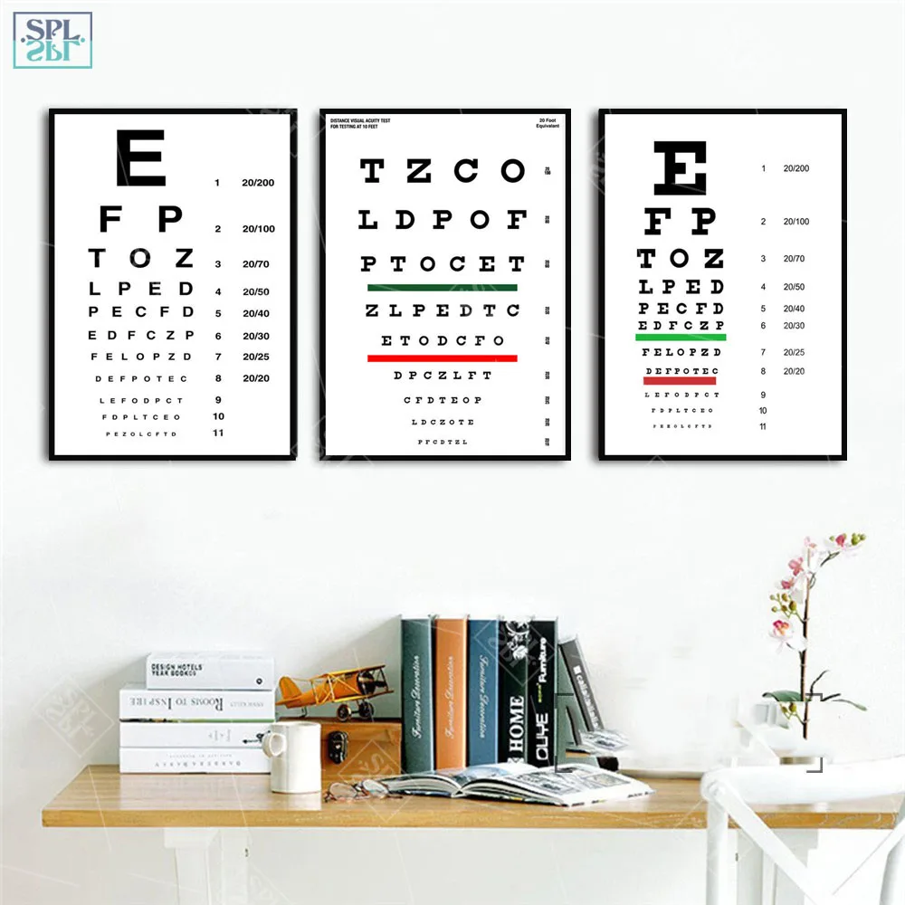 

Modern Eye Test Snellen Chart Posters And Prints Abstract Canvas Art Painting Best Eye Test Deals Nursery Kids Room Wall Picture