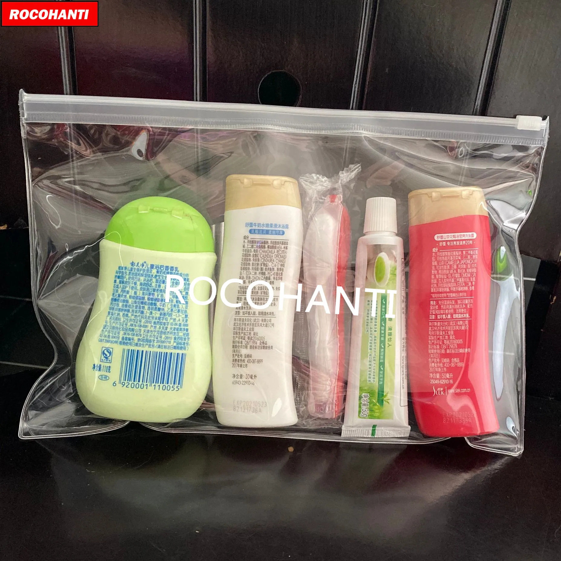 50pcs 사용자 정의 로고 에코 재료 방수 투명 지퍼 가방 수영복 비키니에 대 한 재활용 플라스틱 EVA 포장 가방