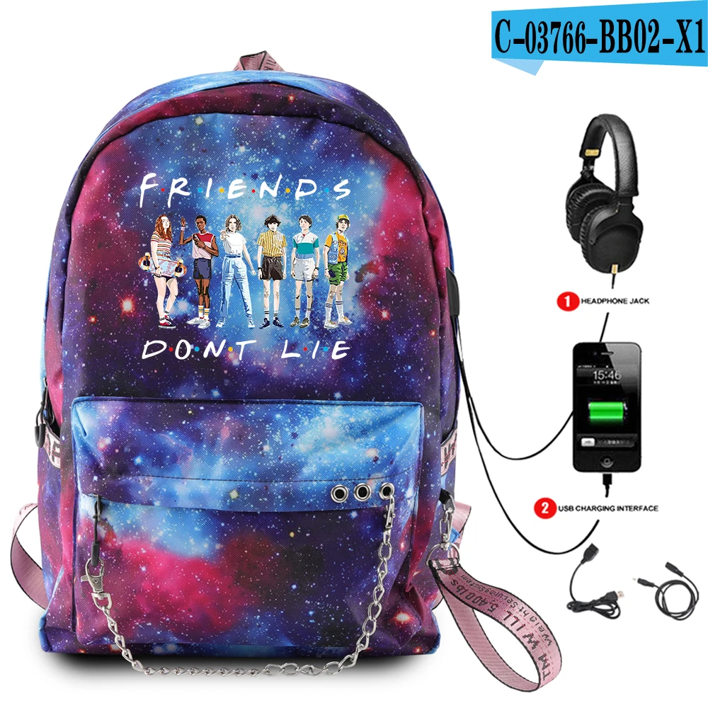 

Stranger Things Backpack Women Friends backpack Men USB Charge Laptop Backpack School Bag for Teenage Boys Girls Travel Bags