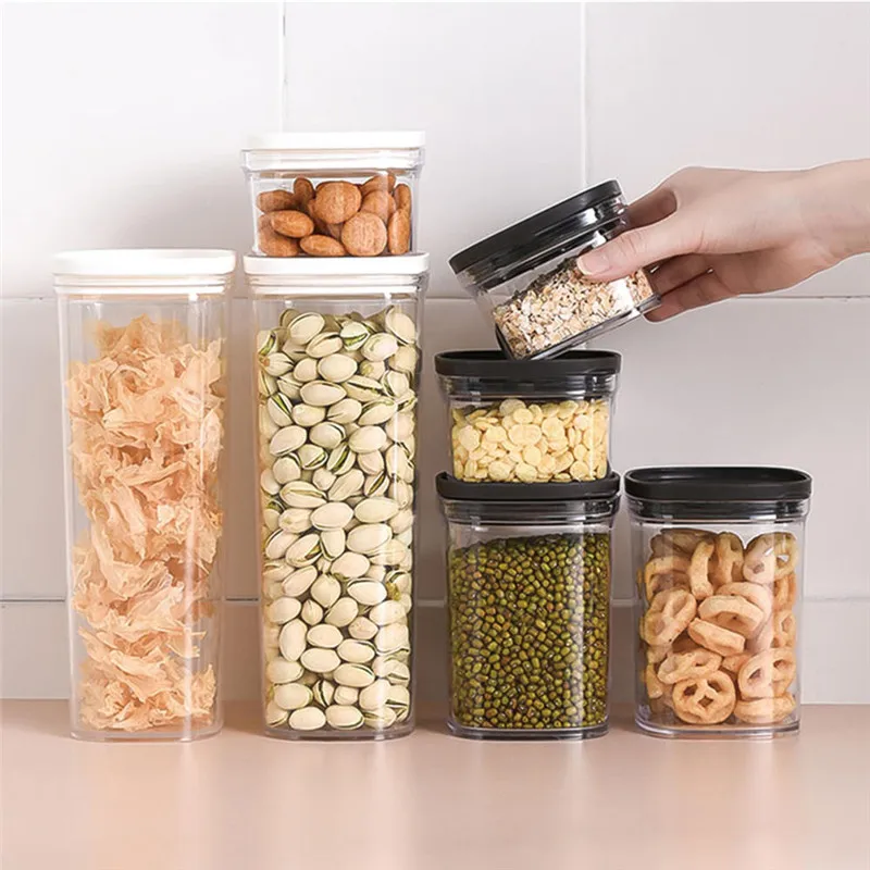 

Sealed Food Storage Box Large Capacity Clear Plastic Tea and Grain Storage Containers Refrigerator Food Fresh Box Kitchen Gadget