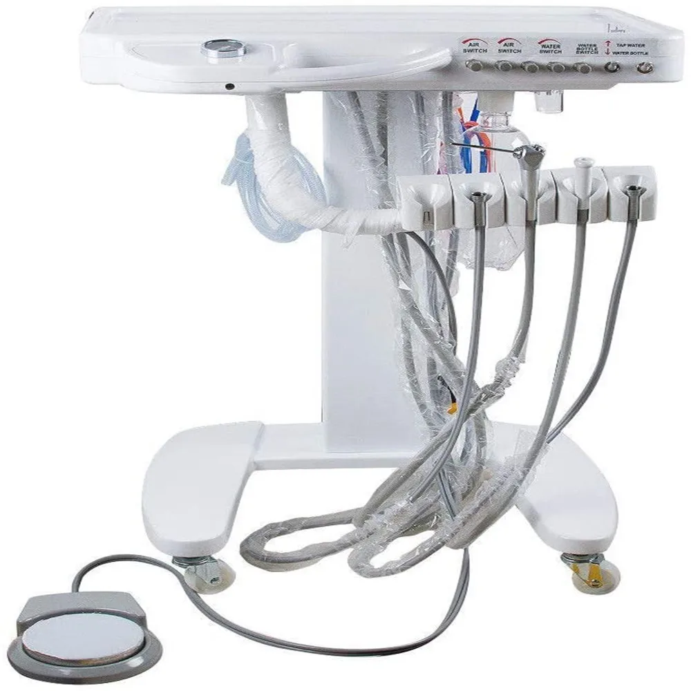 Portable Dental Delivery Cart Mobile Unit System With 3way Syringe 2 Holes/ 4 Holes (4h
