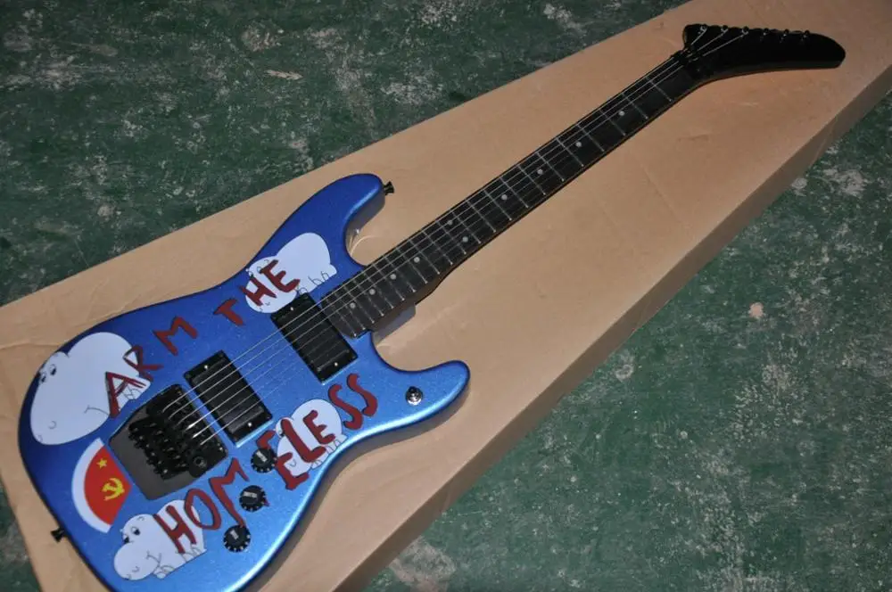 

China Custom Tom Morello Arm The Homeless Metal Blue Electric Guitar