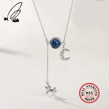 

Necklaces Pendants 100% 925 Sterling Silver Kyanite Tassels Unicorn Moon Long Necklace Collier Femme 2019 Joias Feminina Jewelry