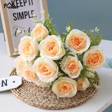 Meldel, сделай сам, букет невесты, 12 голов, роза, свадебный букет, Цветочная композиция, искусственный шелк, для офиса, дома, вечерние, Декор