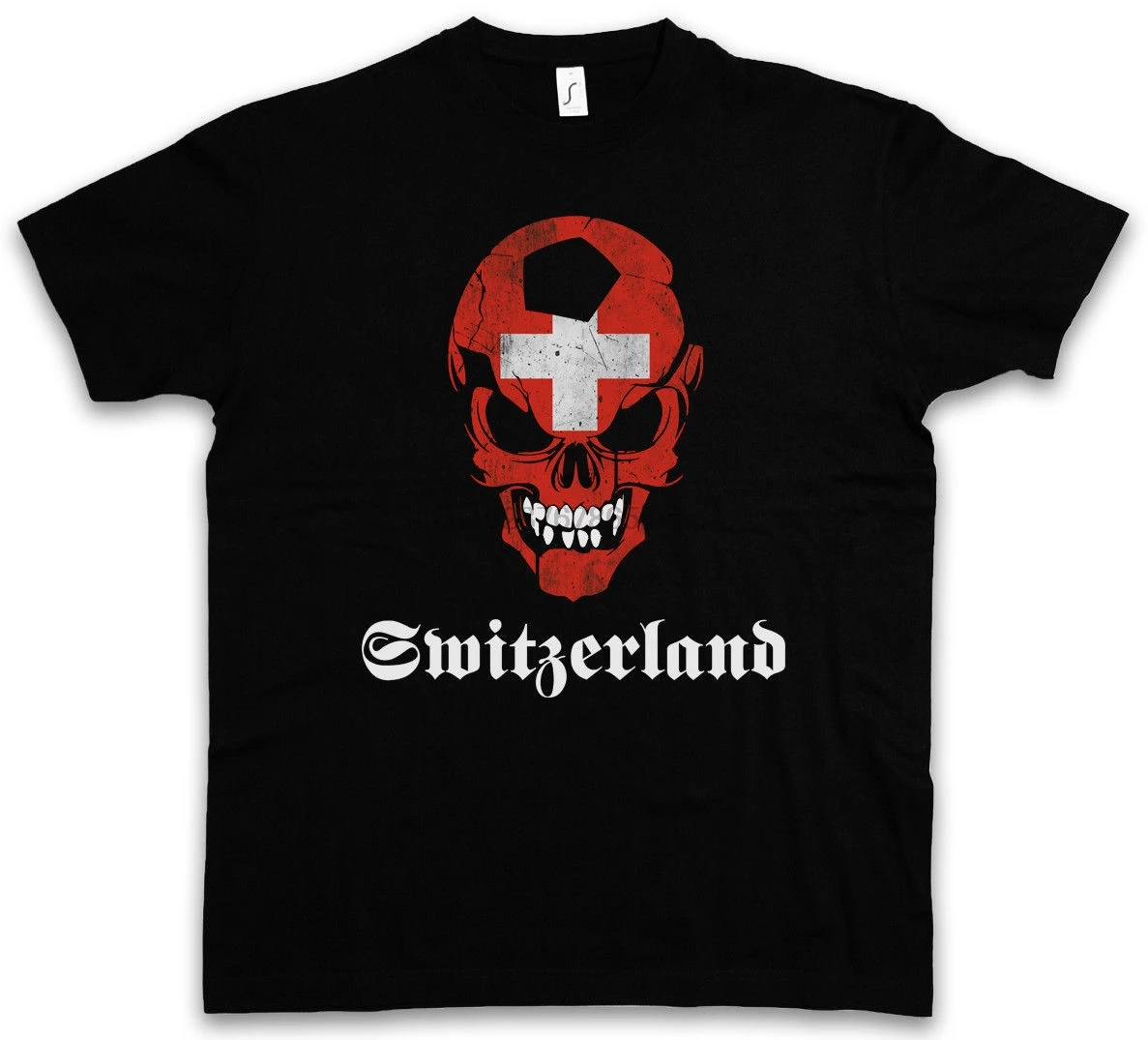 Классическая футболка SUISSE SWITZERLAND FOOTBALL SKULL FLAG-Hooligan Fan новинка 2018 летняя модная |