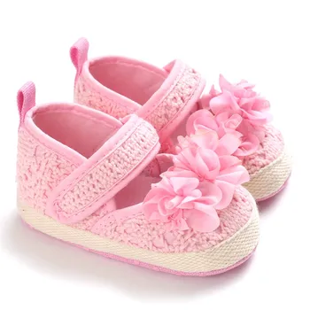 

Baby Girls Shoes First Walkers Flowers Lace Newborn Infant Princess Soft Sole Walker Pink&White Shoes 0-18 Months