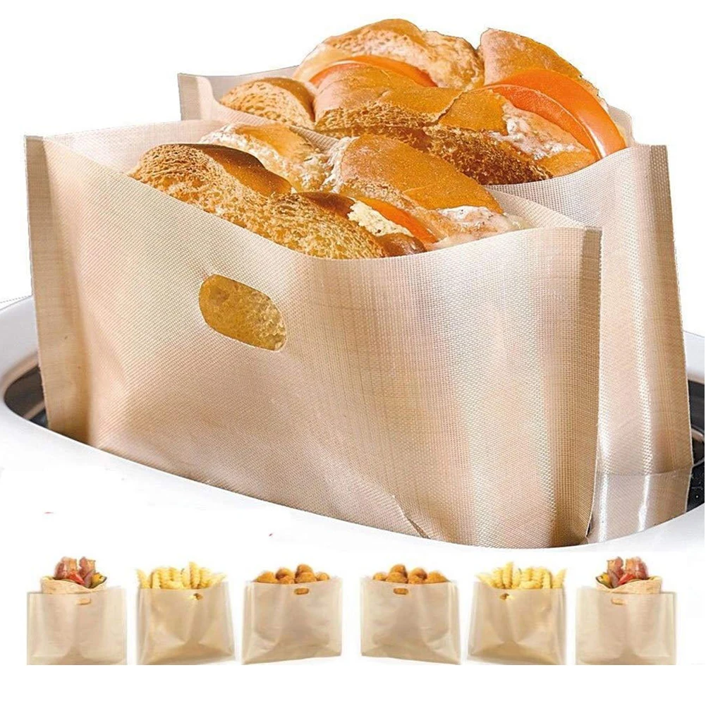 20 антипригарное pcs пакеты для тостов многоразовые термостойкие легко чистить на гриле пицца хлеб Сумка офисные ноль отходов мешок для сэндвича