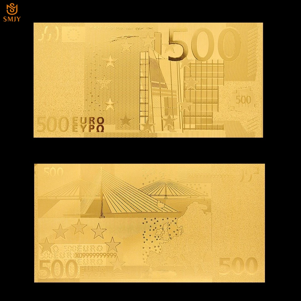 Золотая фольга Европейская валюта 500 евро Деньги 24k позолоченные копии банкнот