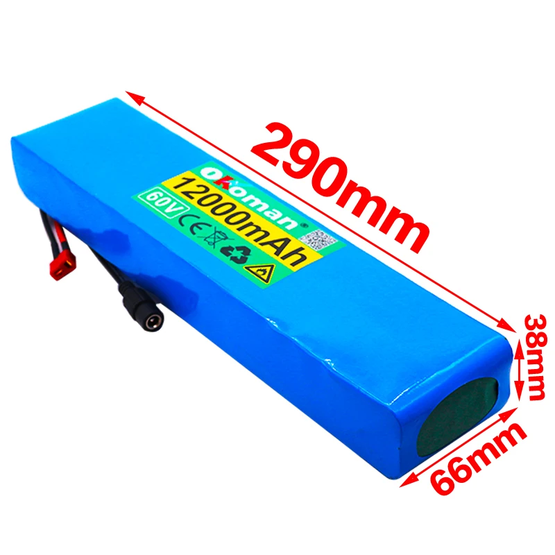 60V 16S2P 12Ah 18650 литий-ионный аккумулятор 67,2 V 12000mAh Ebike Электрический велосипед Скутер с BMS 1000 ватт с bms с зарядным устройством